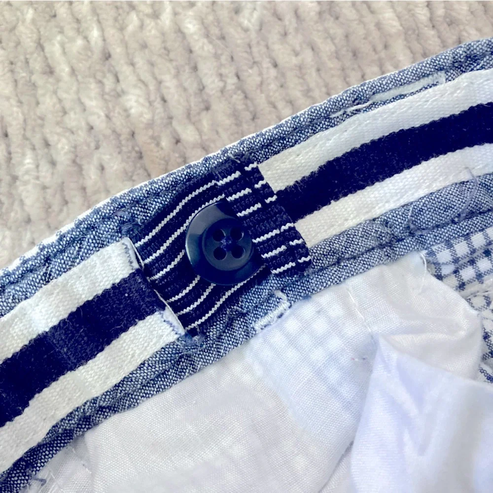 OshKosh Boys Size‎ 6 Navy Gingham Check Adjustable Waist Shorts